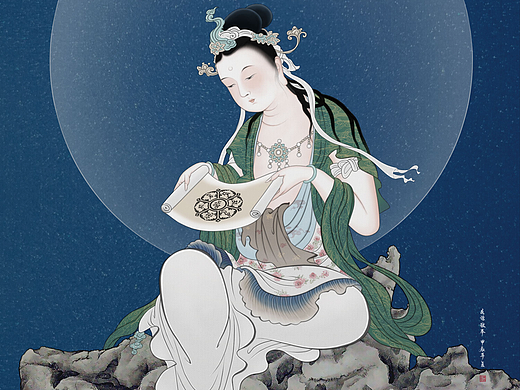 工笔画《南无大智文殊菩萨摩诃萨》