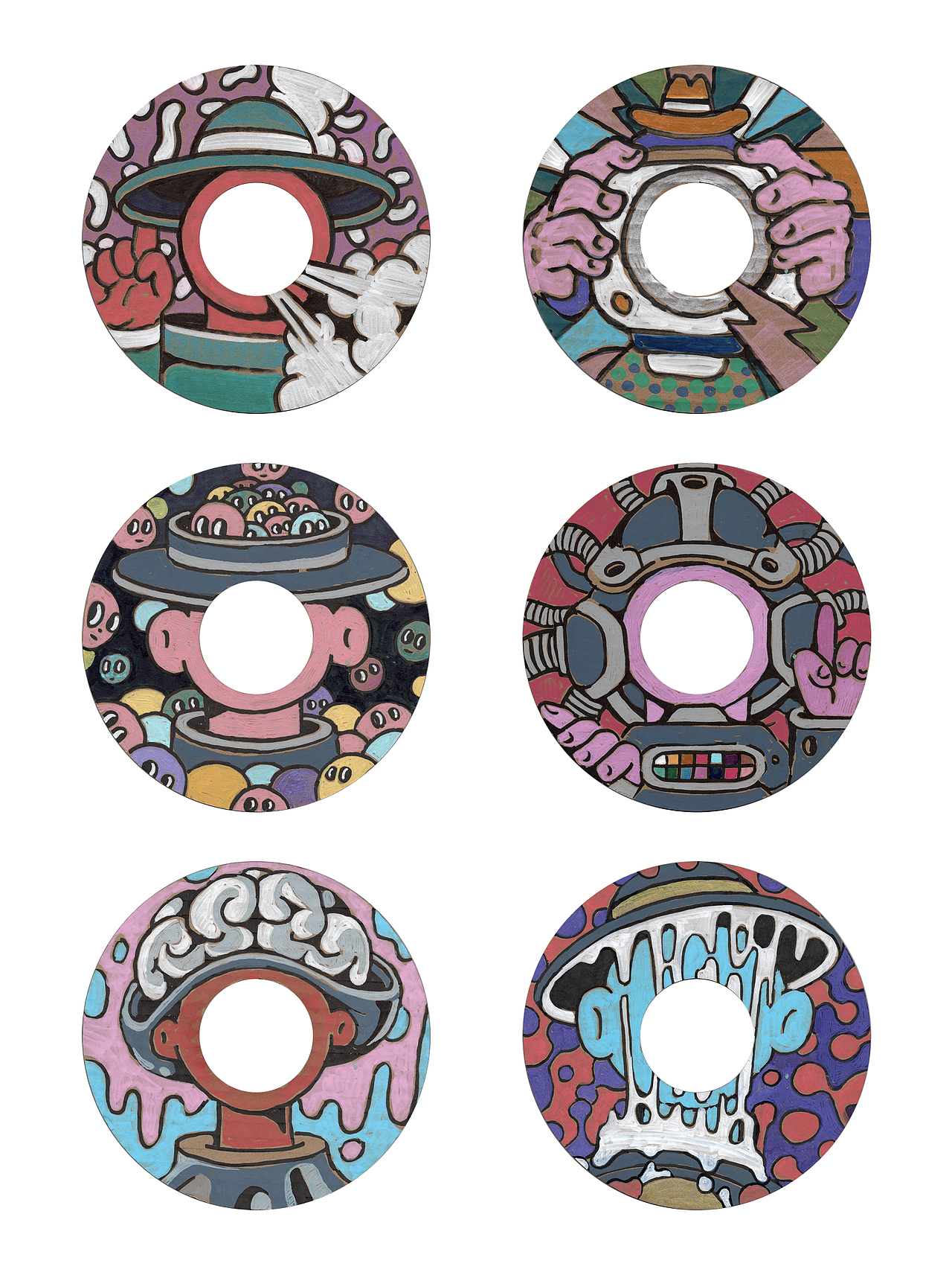 画在瓦楞纸上的空心人