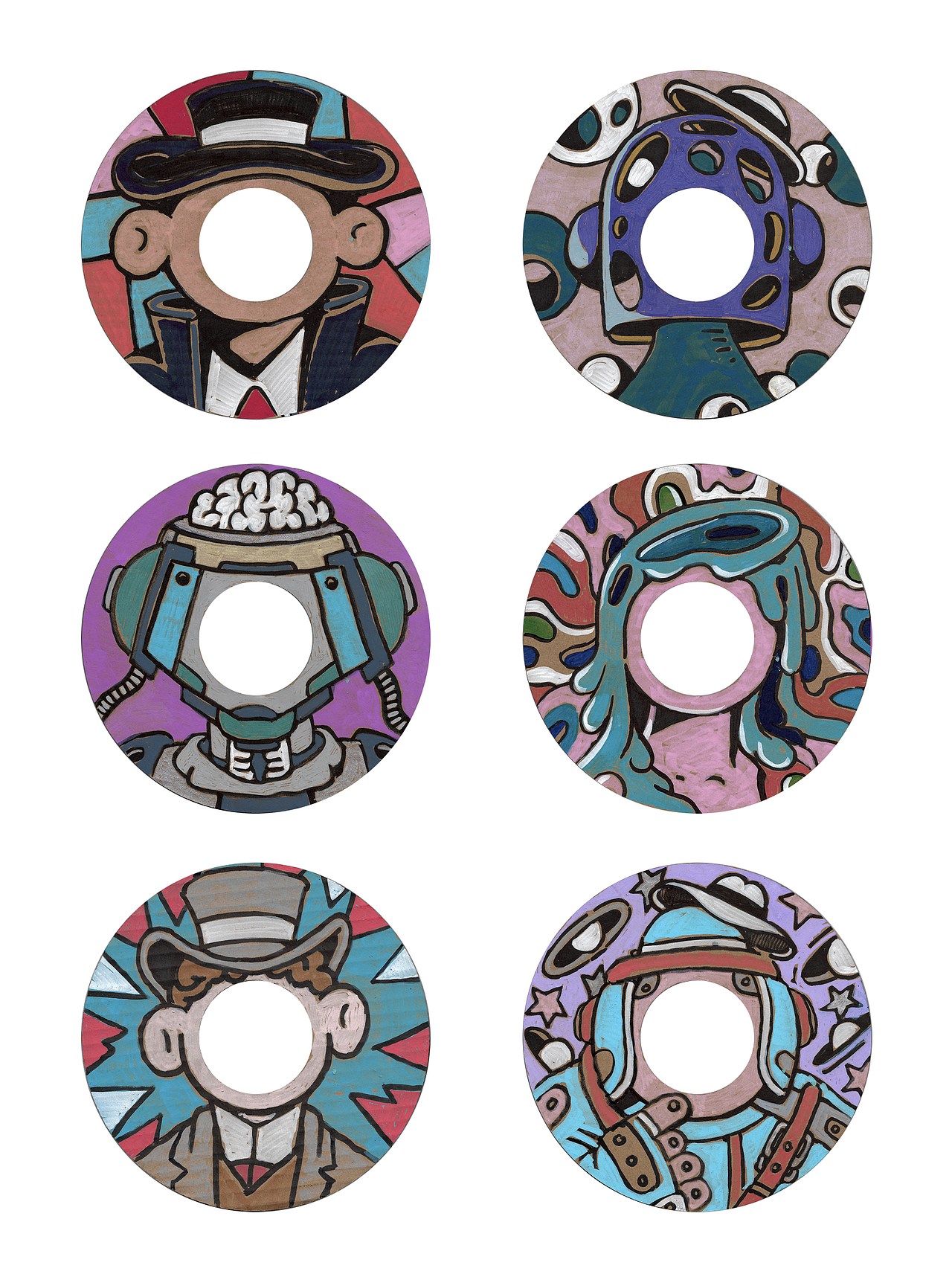 画在瓦楞纸上的空心人