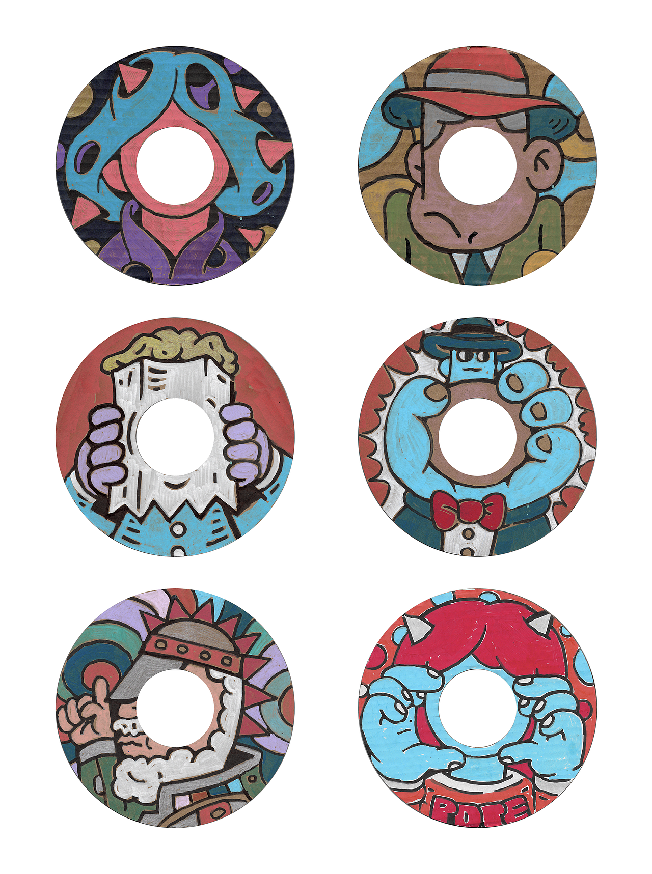 画在瓦楞纸上的空心人