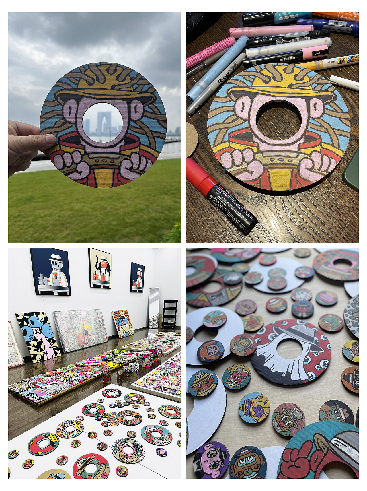 画在瓦楞纸上的空心人