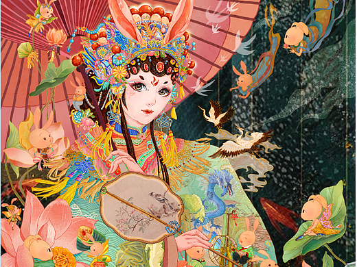 生肖有礼卯兔篇|原创插画《兔儿仙》