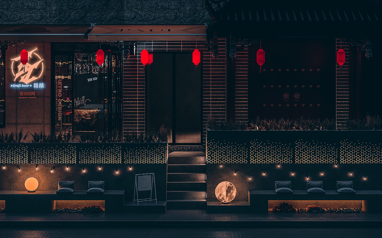 酒吧室内外效果图表现