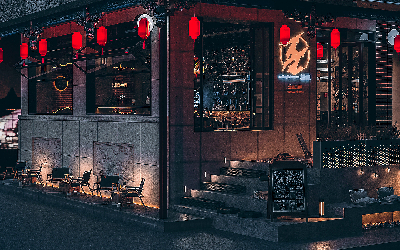 酒吧室内外效果图表现