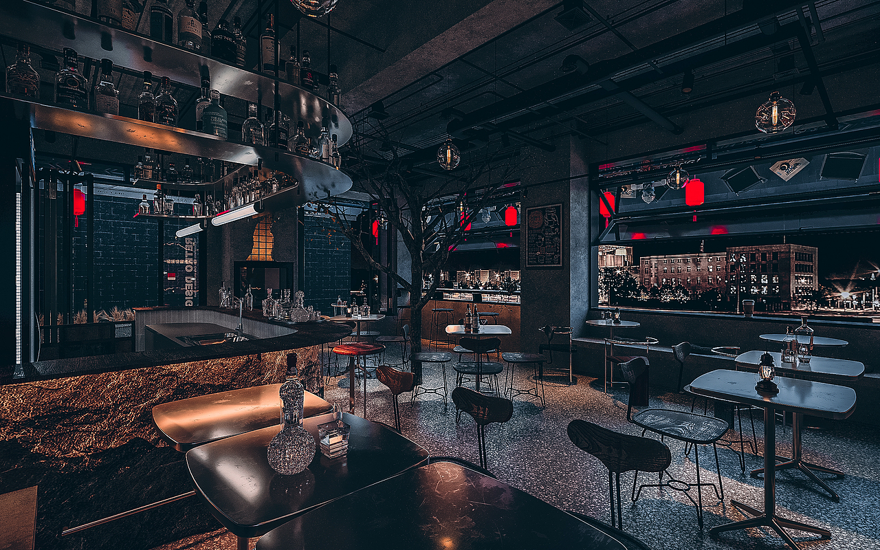 酒吧室内外效果图表现