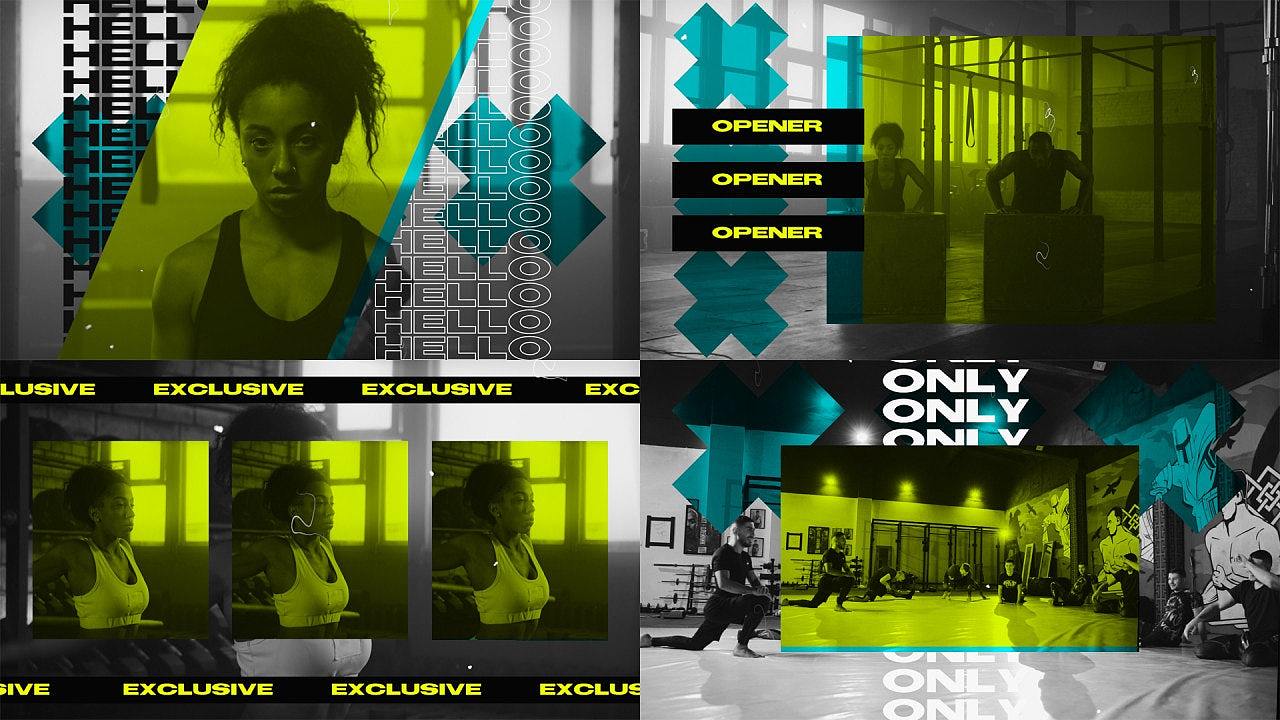 PR模板|高级设计多技术元素运动健身房宣传综艺片头