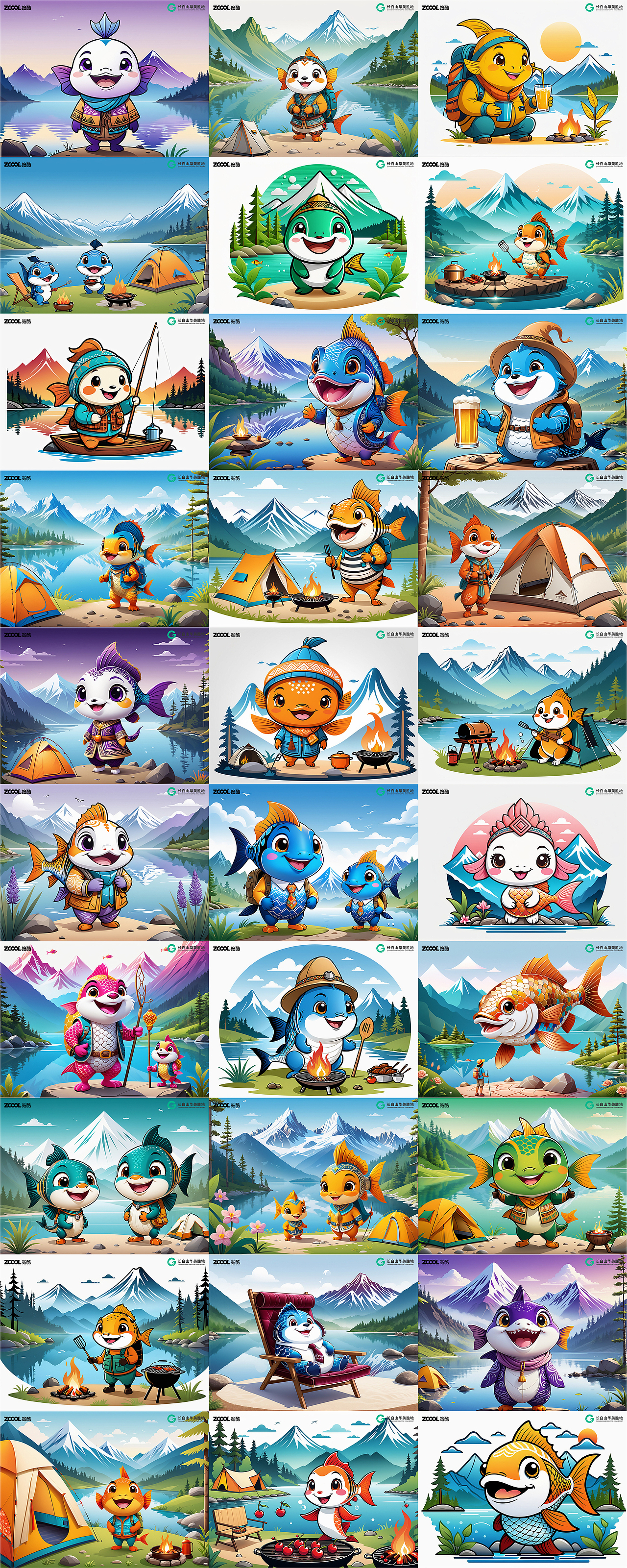 长白山动物形象创意-细鳞鱼101（图ZMzcyNTQ2MzE2） - 海报 - 站酷设计师鲨鱼丹原创素材 - 站酷ZCOOL
