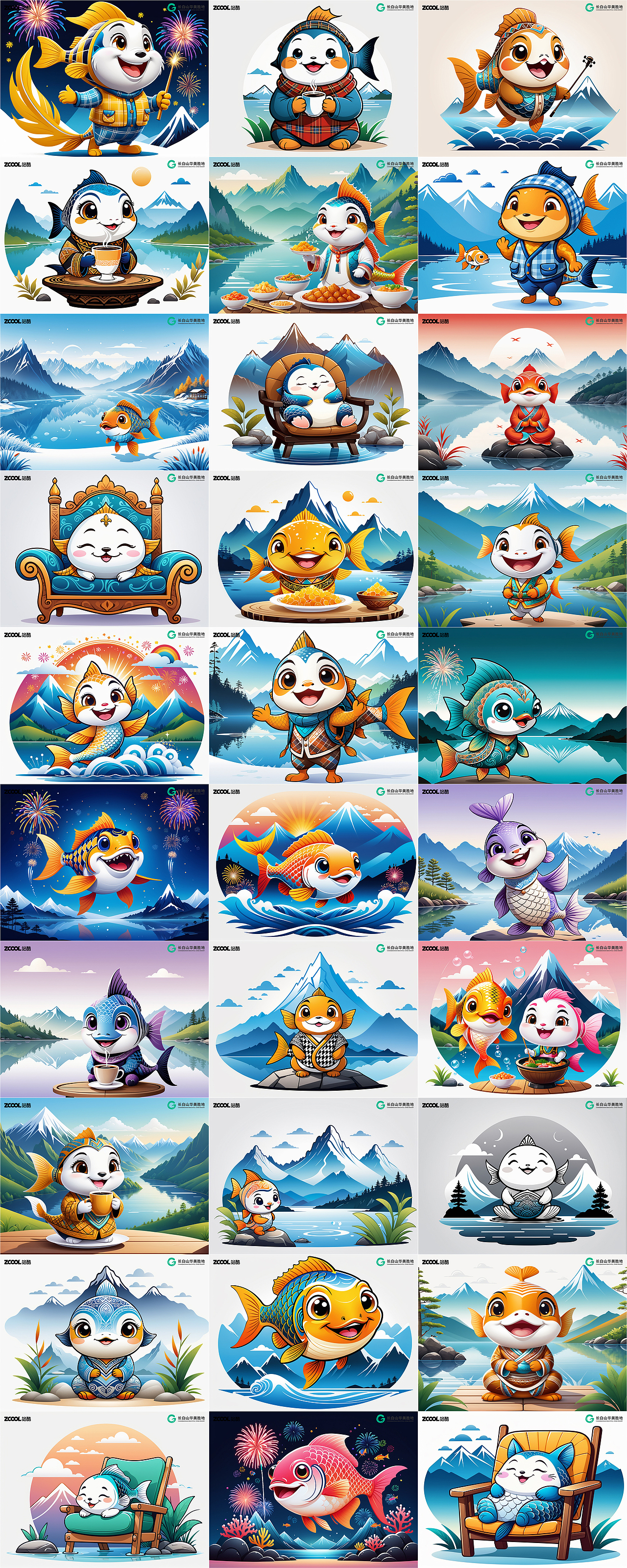长白山动物形象创意-细鳞鱼101（图ZMzcyNTQ2MzM2） - 海报 - 站酷设计师鲨鱼丹原创素材 - 站酷ZCOOL