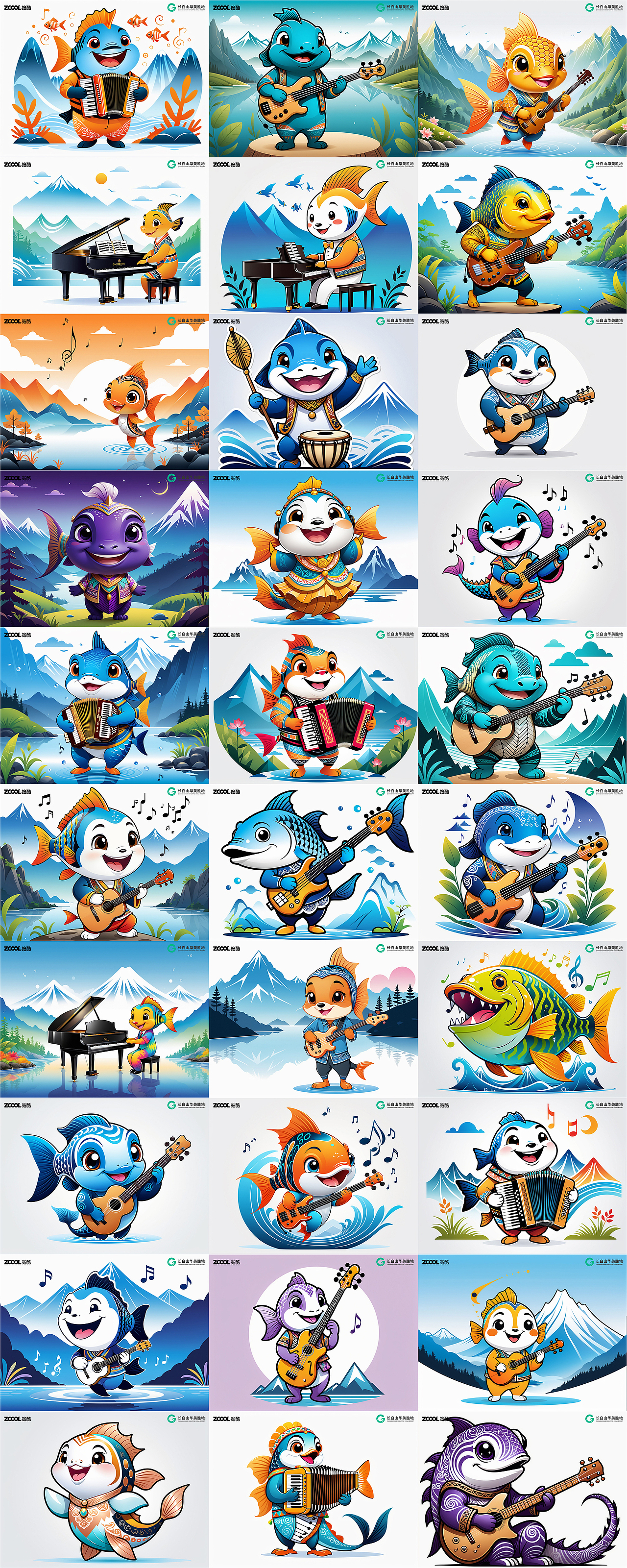 长白山动物形象创意-细鳞鱼101（图ZMzcyNTQ2MzQ4） - 海报 - 站酷设计师鲨鱼丹原创素材 - 站酷ZCOOL
