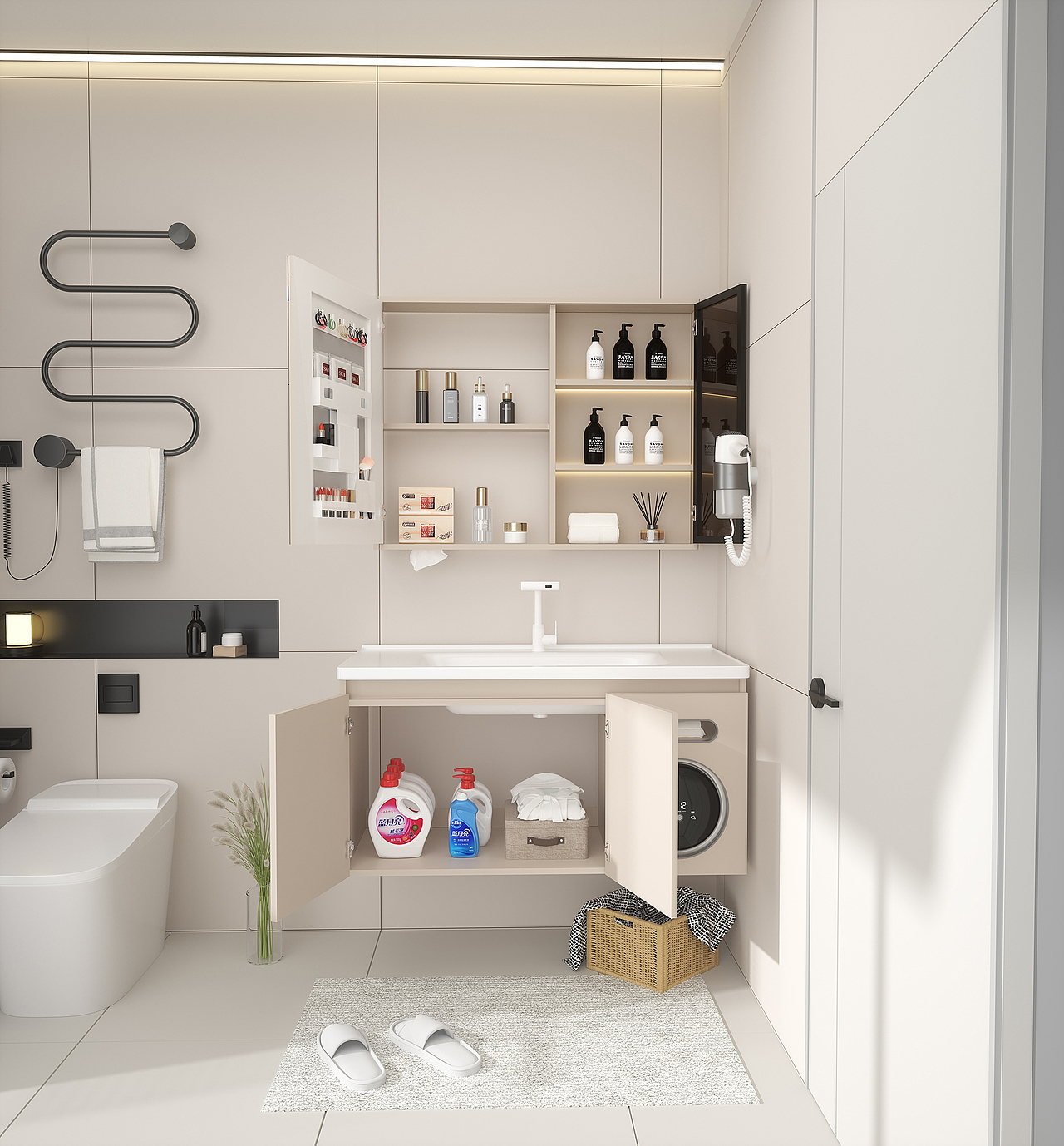 浴室柜产品3D建模渲染 | 详情页设计