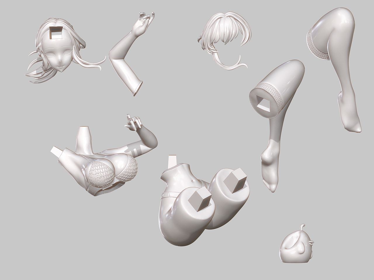 卡芙卡手办建模拆建