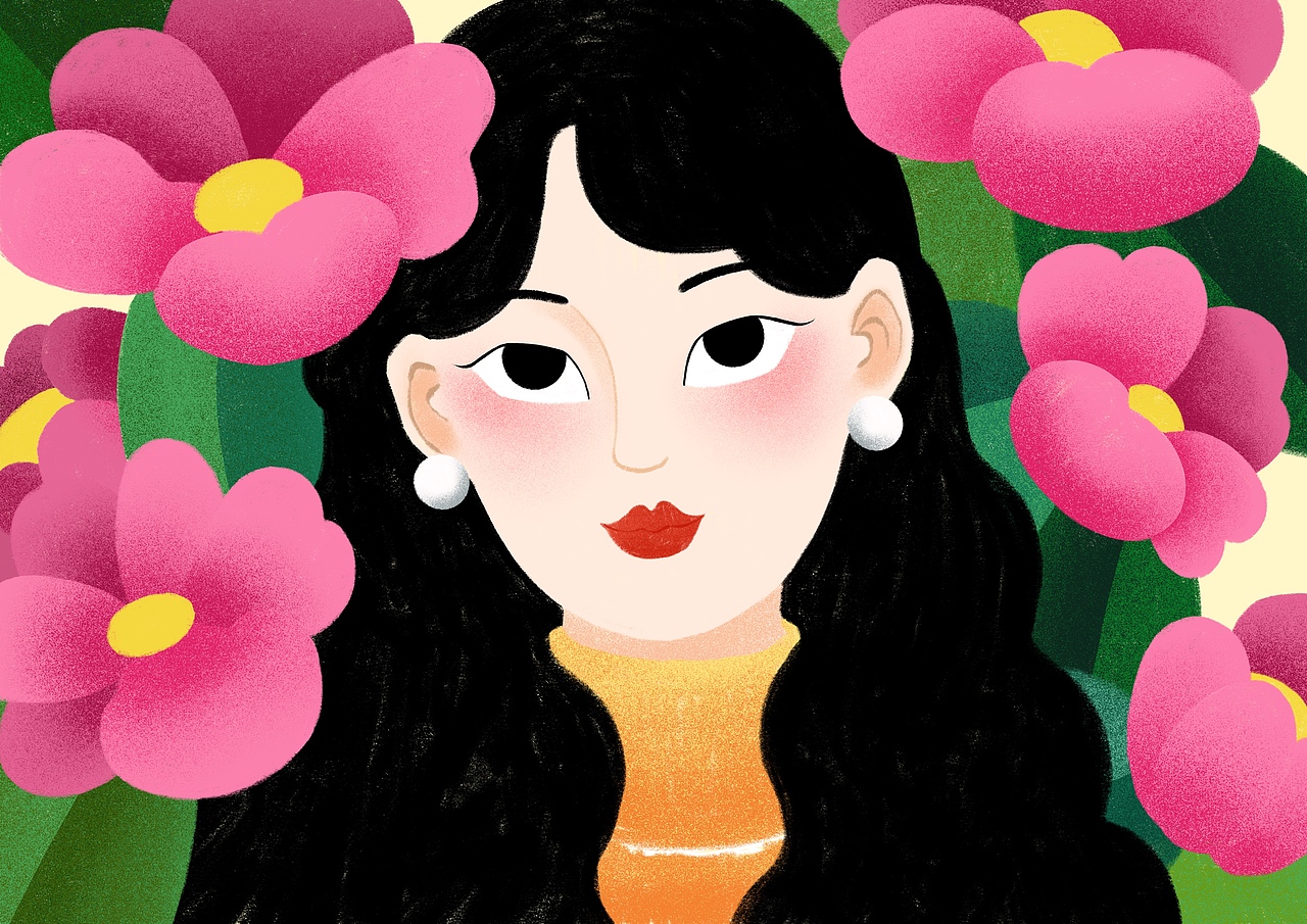 花从中的女孩（图ZMzcyNjEyNDgw） - 艺术插画 - 站酷设计师鸡腿酷酷原创素材 - 站酷ZCOOL