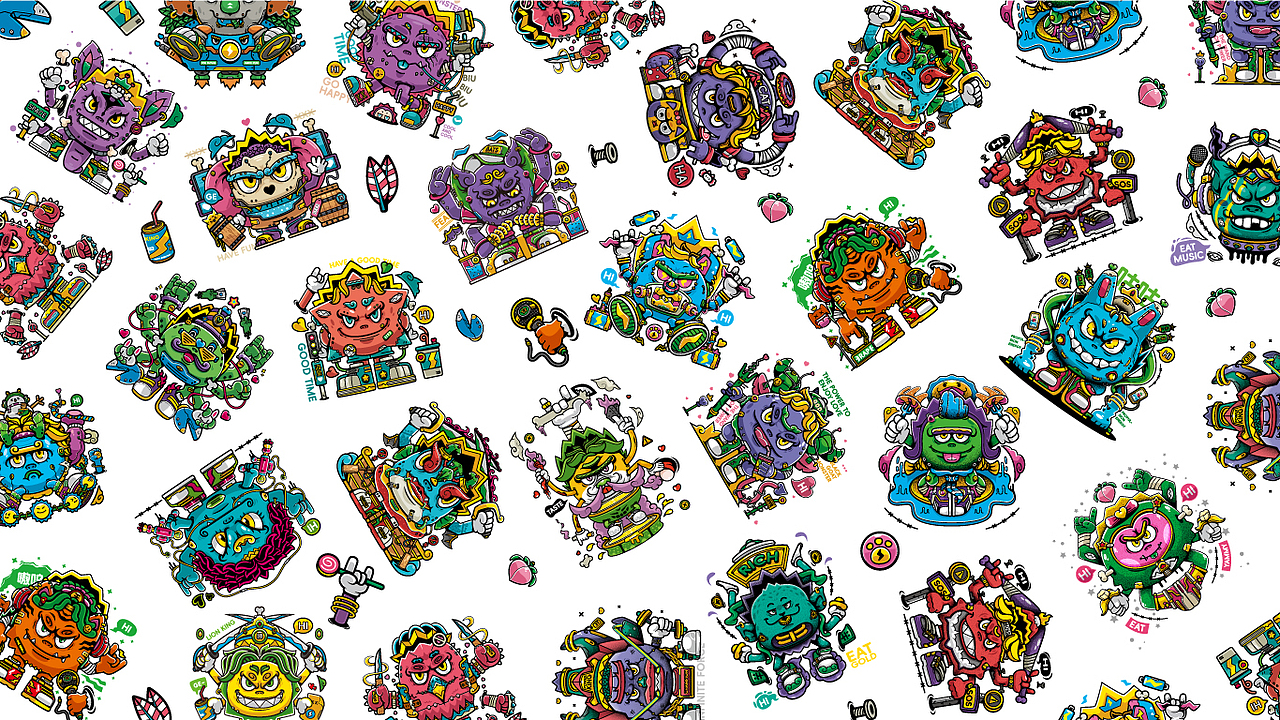 {甜心怪物}系列-全集展示-矢量插画内容