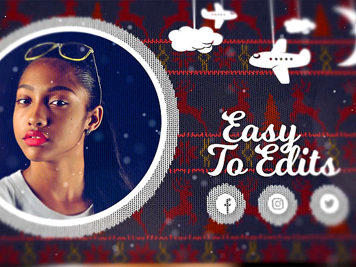 PR模板|独特精美动画图标标题展示圣诞节演示儿童视频