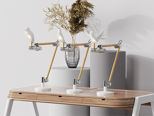 陶文化下的仿生小鸟陶瓷台灯设计