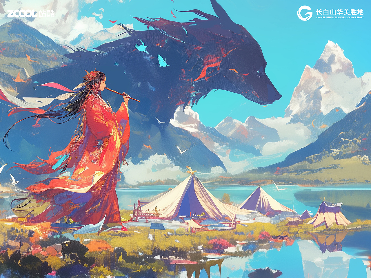 长白山华美胜地动物形象AIGC创意海报设计（图ZMzcyNjg3MTI0） - 海报 - 站酷设计师DODO嘟嘟鸟原创素材 - 站酷ZCOOL