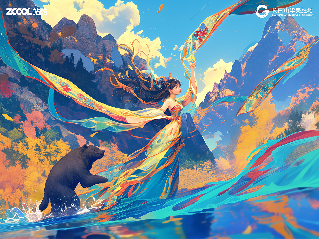 长白山华美胜地动物形象AIGC创意海报设计（图ZMzcyNjg3MTQw） - 海报 - 站酷设计师DODO嘟嘟鸟原创素材 - 站酷ZCOOL