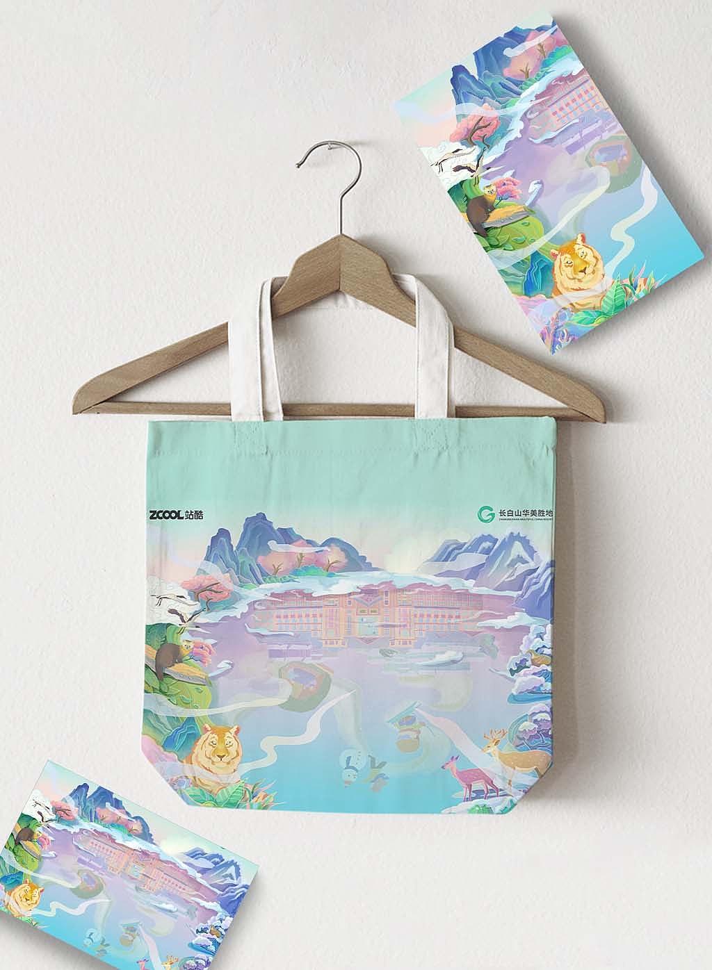 长白山顶流动物插画图