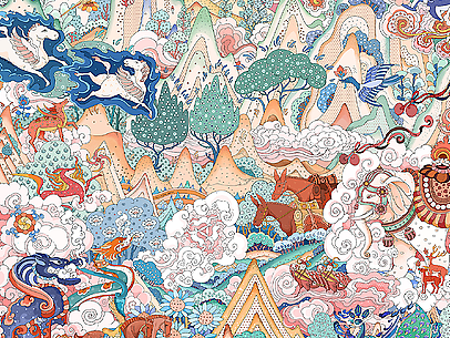 古代动物系列插画｜敦煌壁画、山海百灵｜文化复兴