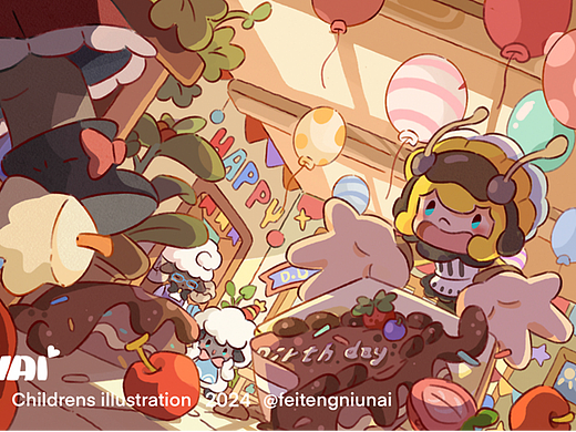关于美食的系列插画 | 生日蛋糕