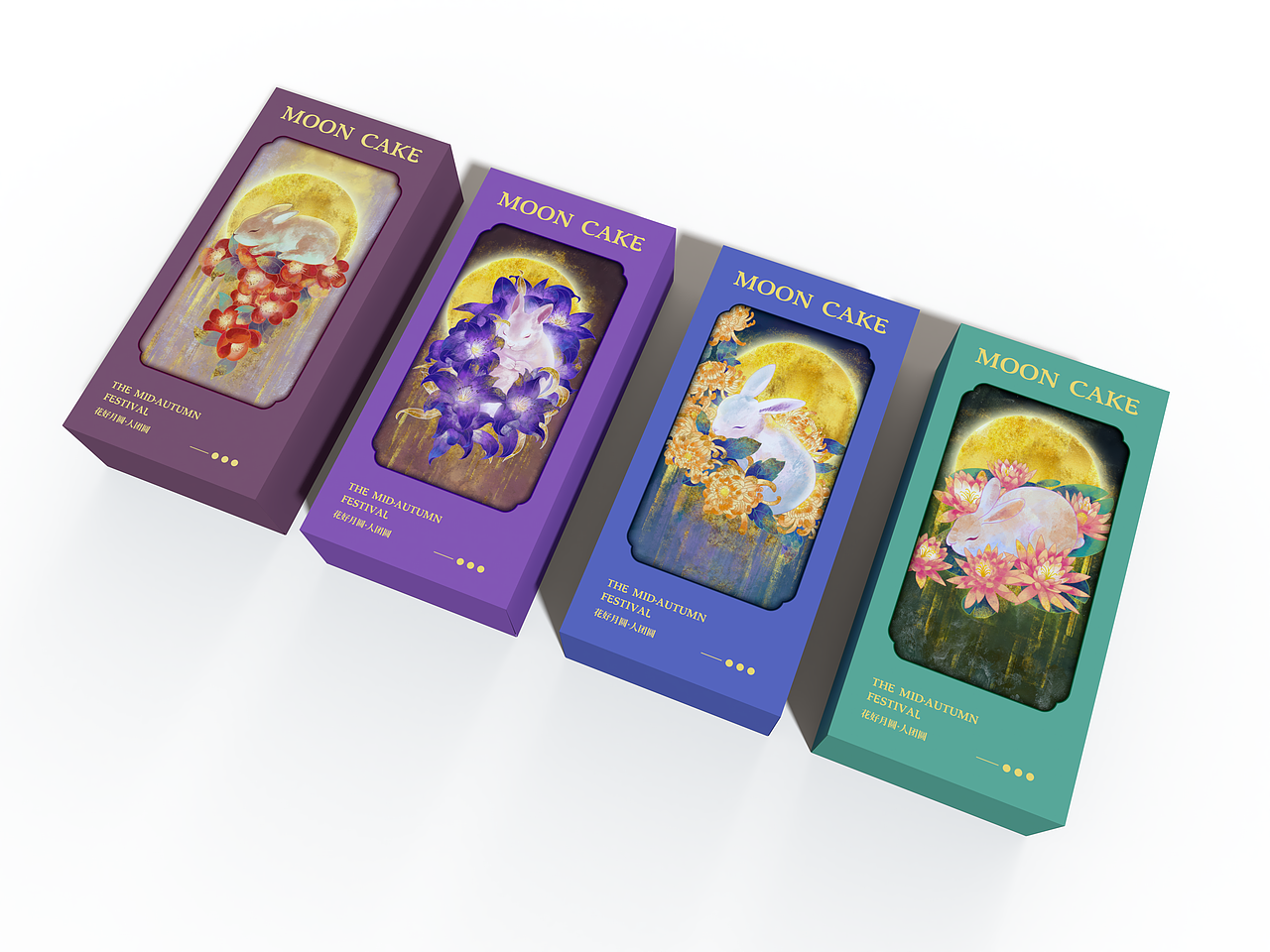 中秋月饼礼盒插画包装设计-花花，兔兔与月亮（图ZMzcyODAxMDMy） - 商业插画 - 站酷设计师昊设计Hdesign原创素材 - 站酷ZCOOL