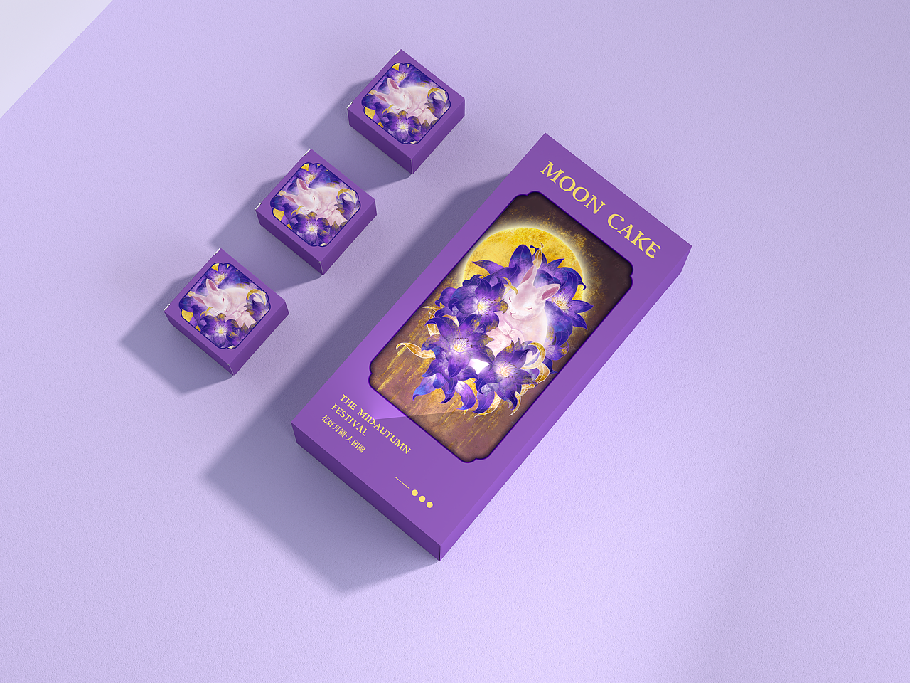 中秋月饼礼盒插画包装设计-花花，兔兔与月亮（图ZMzcyODAxMDU2） - 商业插画 - 站酷设计师昊设计Hdesign原创素材 - 站酷ZCOOL