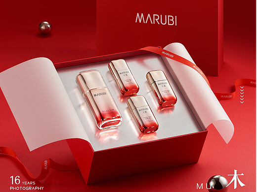 MARUBI丸美-美妆产品静物场景摄影白底拍摄精修图