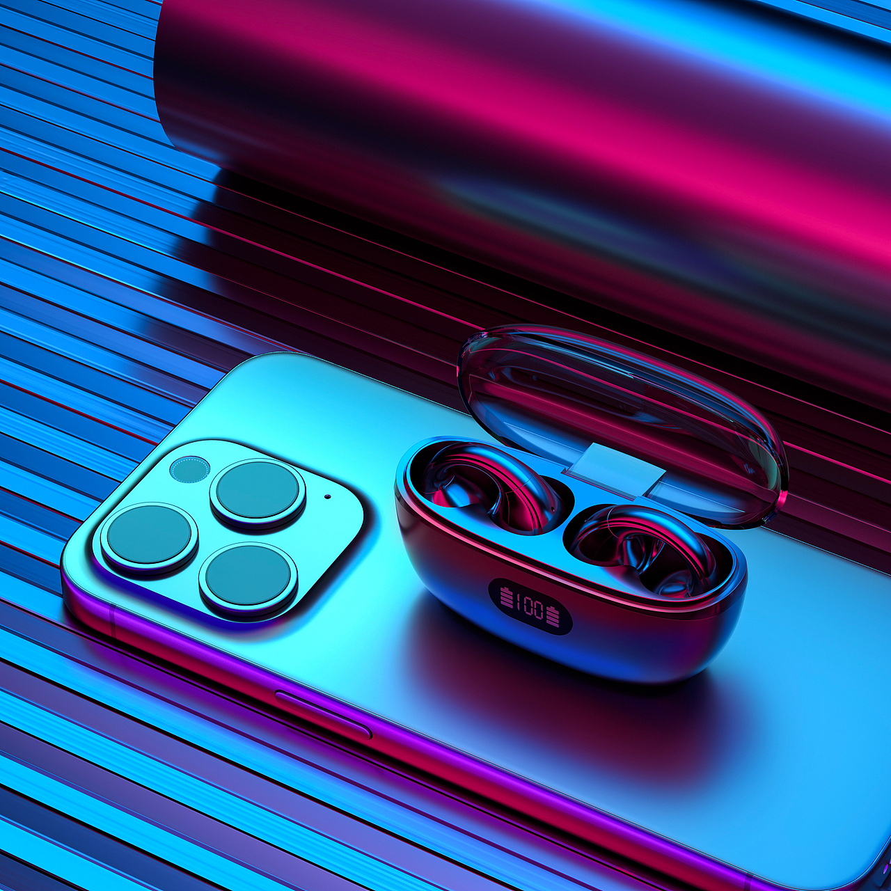 蓝牙耳机建模渲染