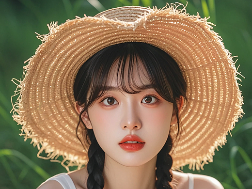 吃西瓜的人像女孩