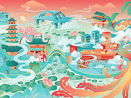 国风插画—城市文创礼盒包装设计