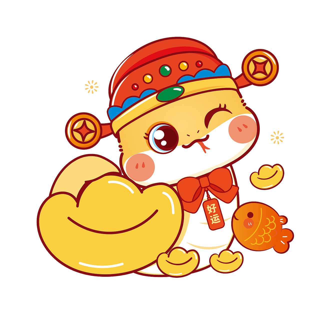 蛇年插画卡通可爱 蛇宝宝2025