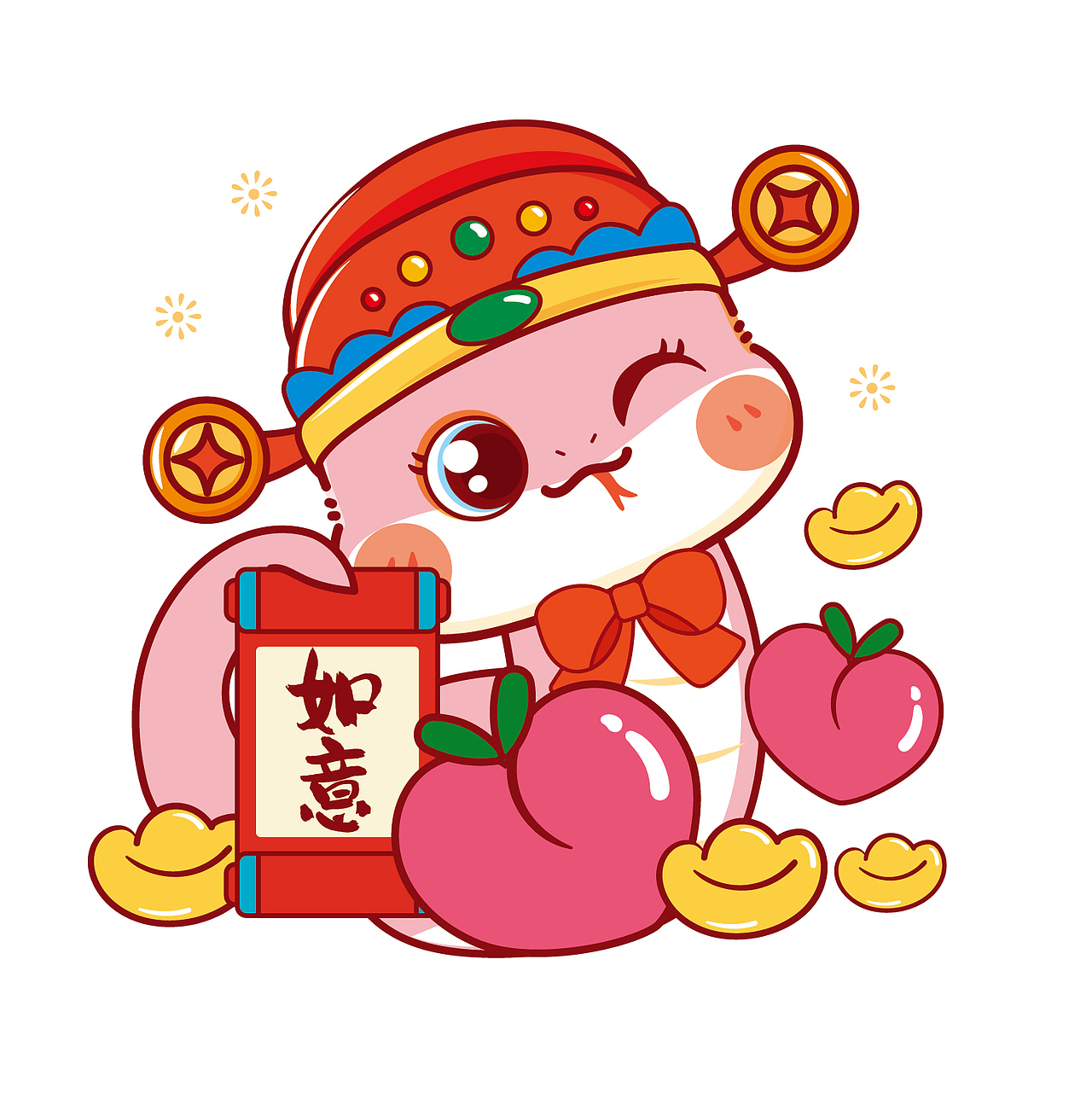 蛇年插画卡通可爱 蛇宝宝2025