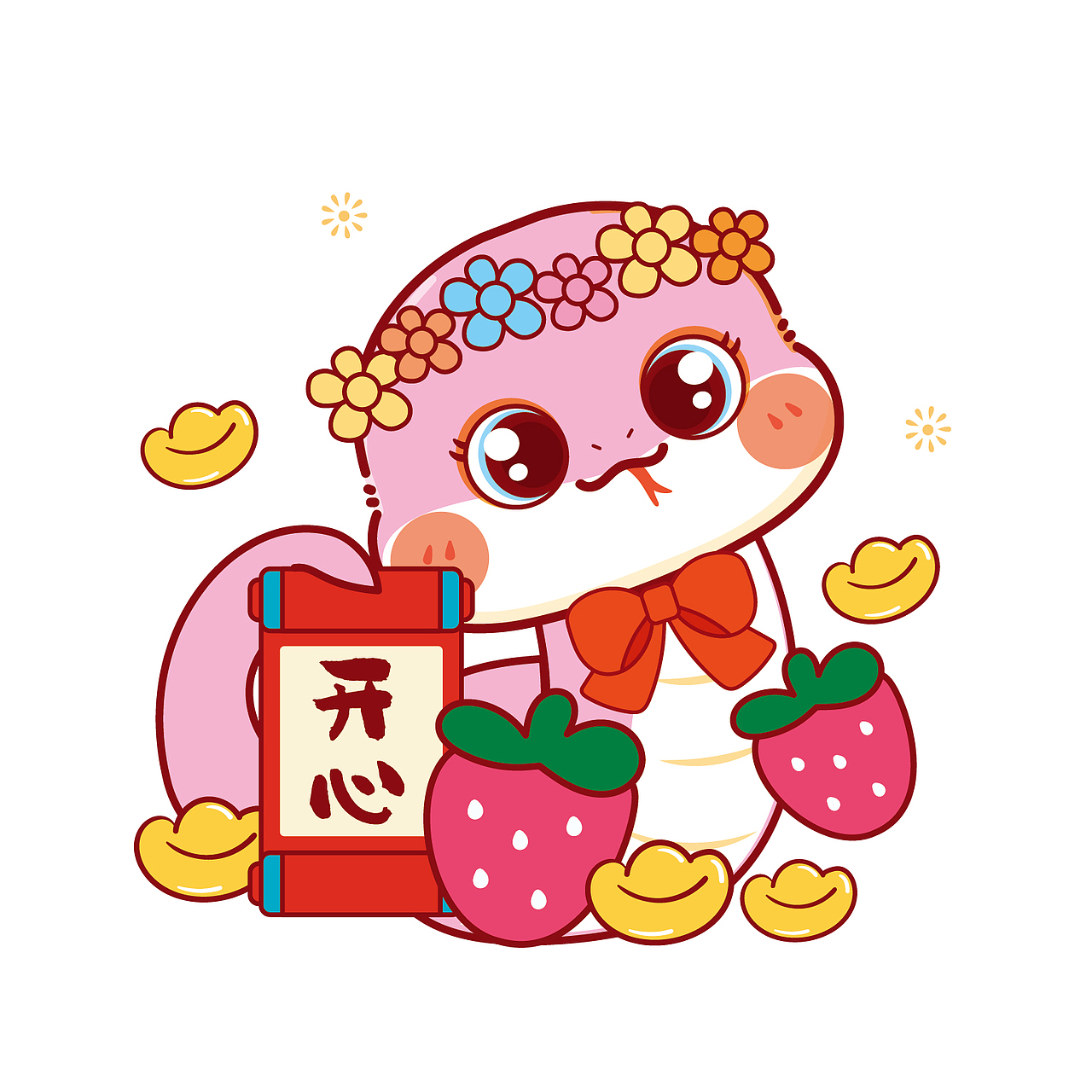 蛇年插画卡通可爱 蛇宝宝2025