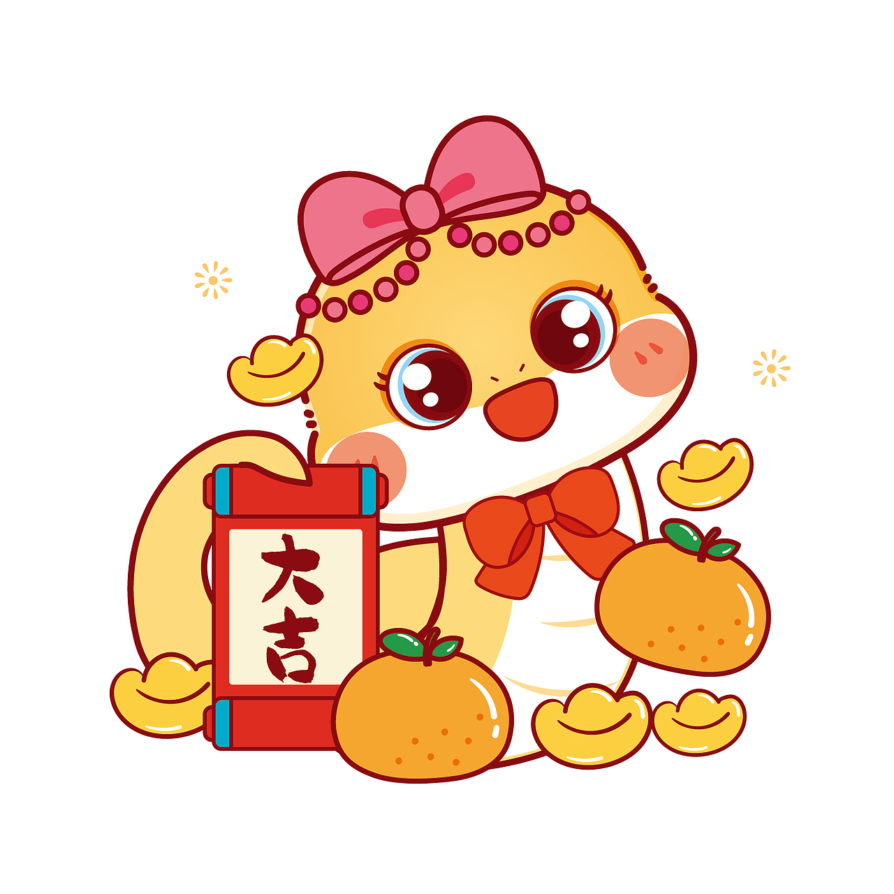 蛇年插画卡通可爱 蛇宝宝2025