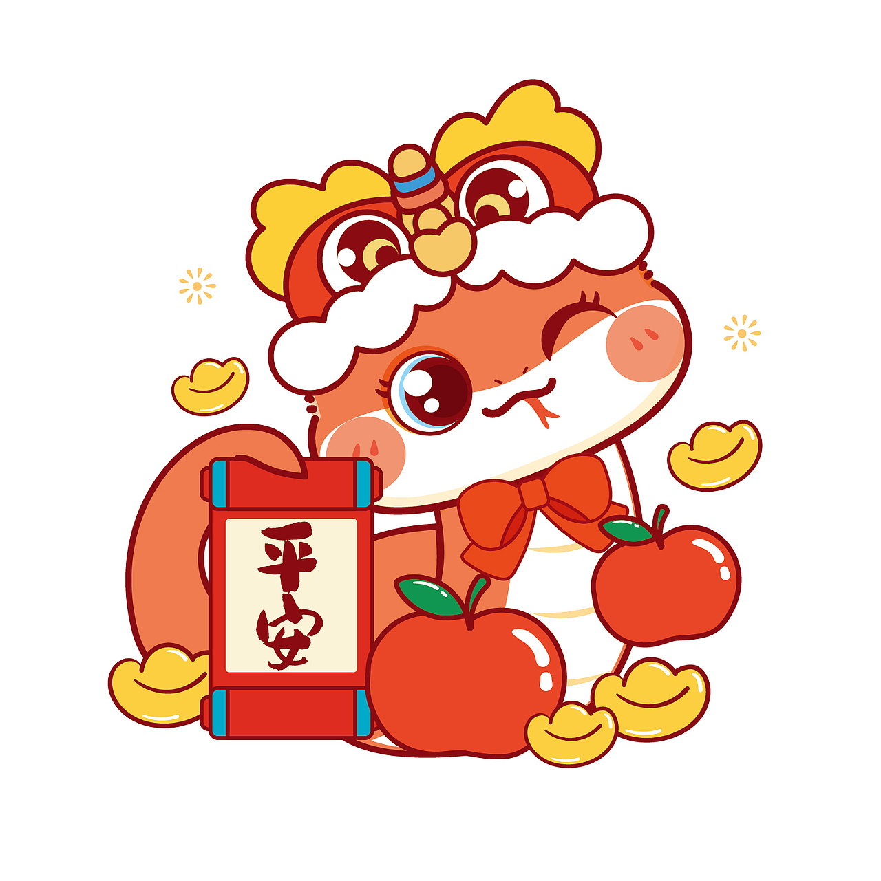 蛇年插画卡通可爱 蛇宝宝2025