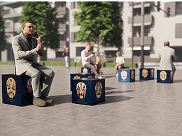 三維聯系-臉譜凳子