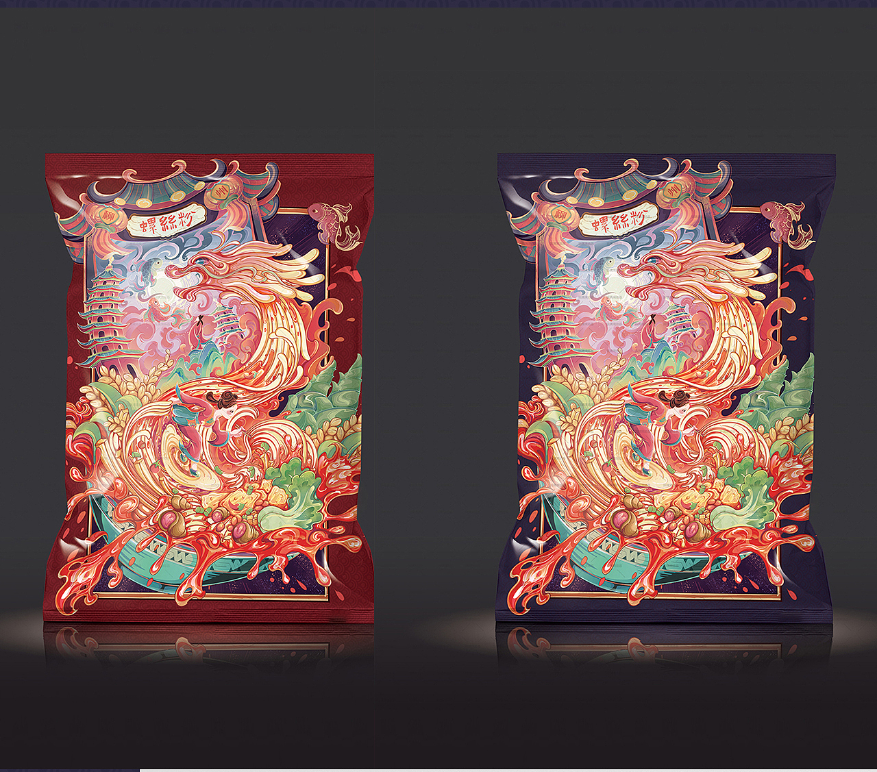 国潮柳州螺蛳粉包装插画（图ZMzcyOTMwMDEy） - 商业插画 - 站酷设计师琉璃境插画原创素材 - 站酷ZCOOL