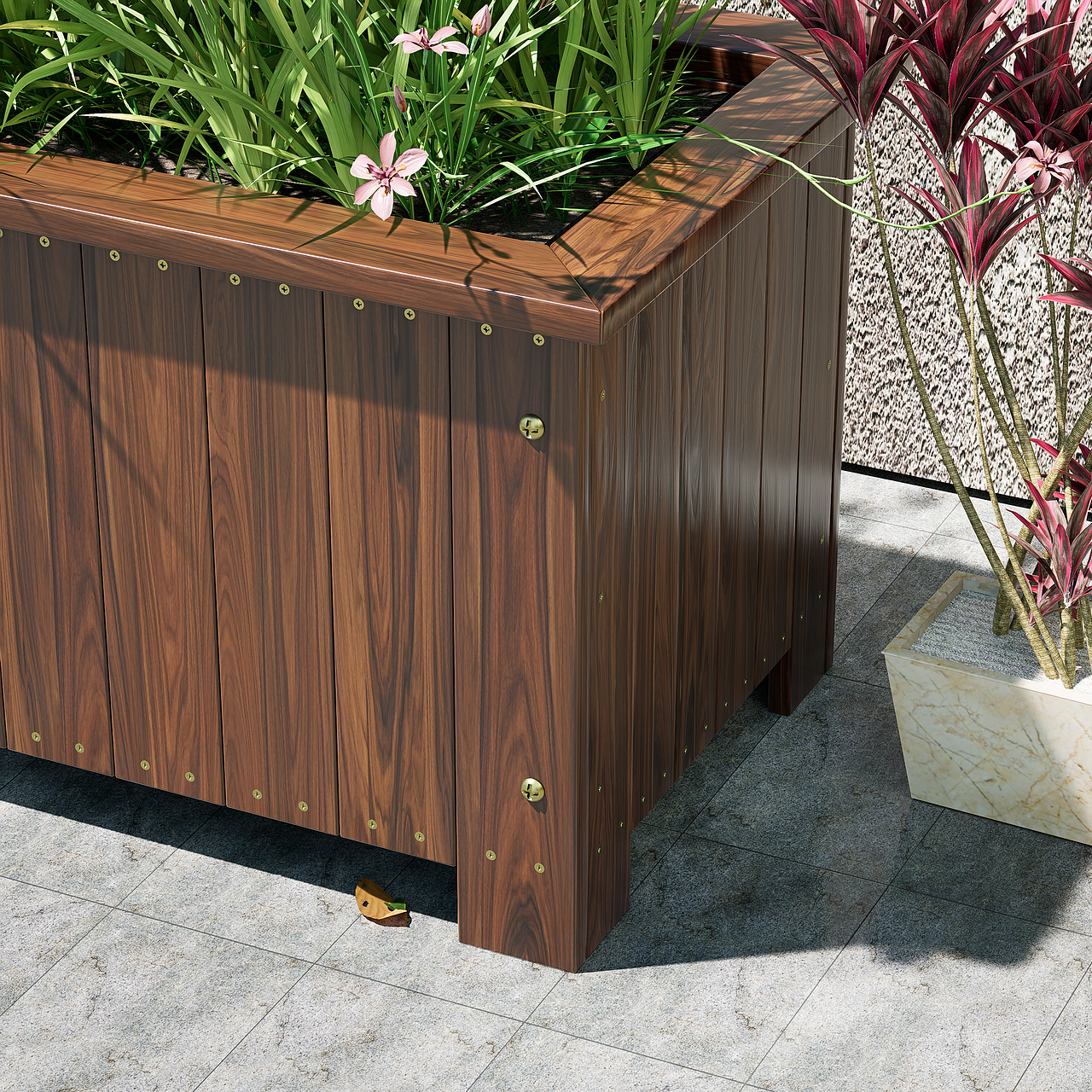 防腐木喷漆花盆,公司的一些渲染,d5+su做的