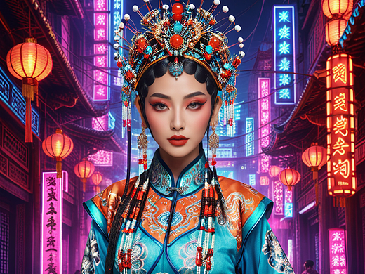 赛博朋克与国风戏曲的碰撞