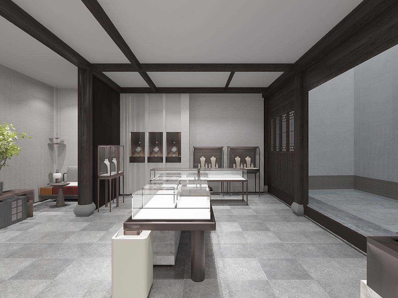 古建筑商业空间-珠宝展厅（图ZMzczMDMyMzYw） - 商业空间设计 - 站酷设计师柏筑设计原创素材 - 站酷ZCOOL