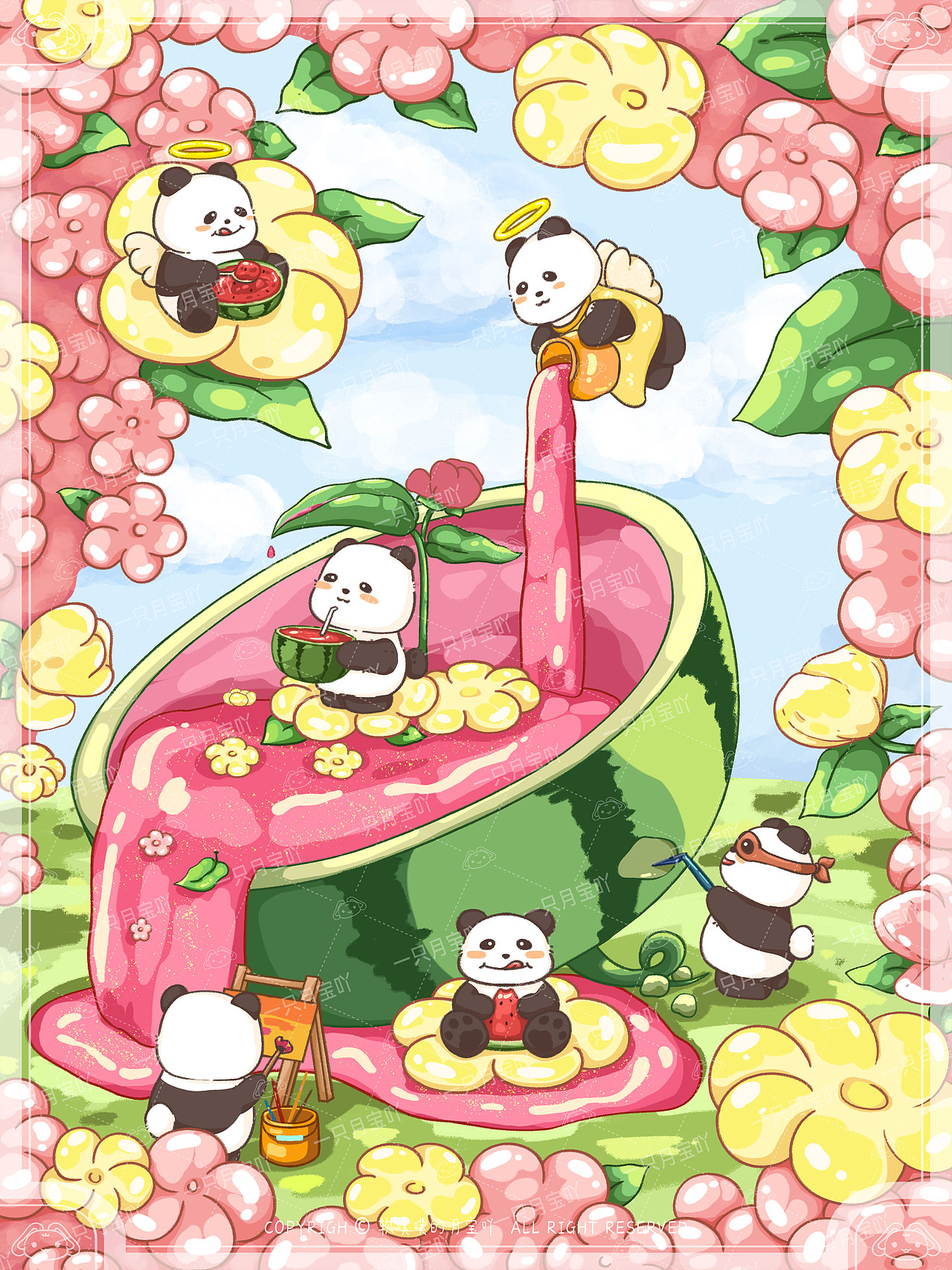 夏日限定！今年夏天是西瓜味的（图ZMzczMDkxNTQ4） - 商业插画 - 站酷设计师一只月宝吖原创素材 - 站酷ZCOOL