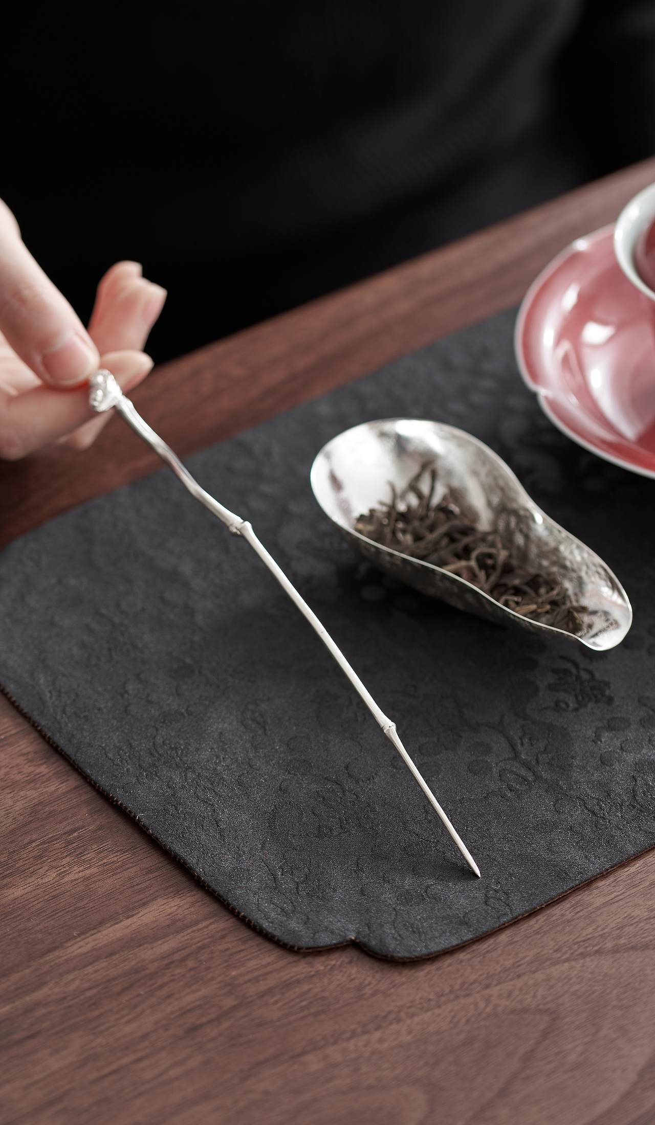 茶具拍摄 银质茶针