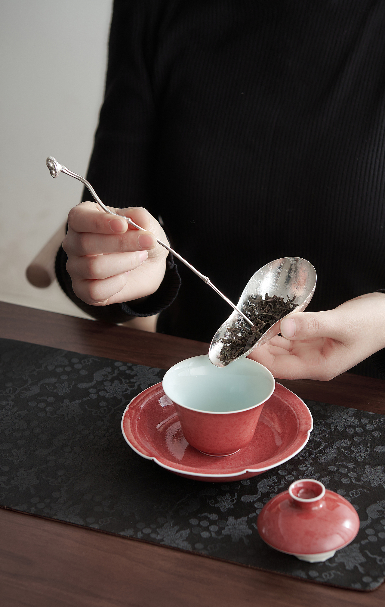 茶具拍摄 银质茶针