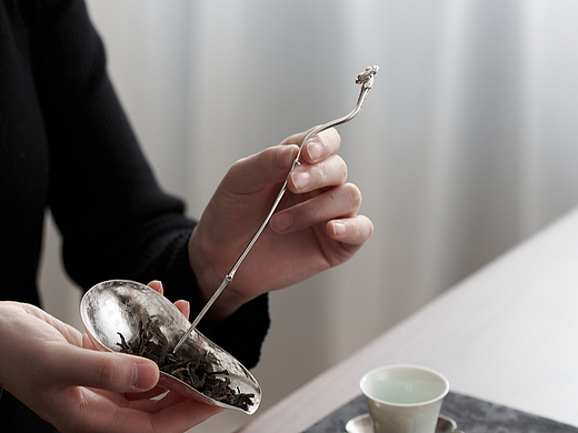 茶具拍摄 银质茶针