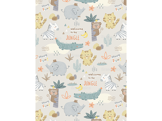 可爱图案印花-欢迎来丛林-壁纸分享