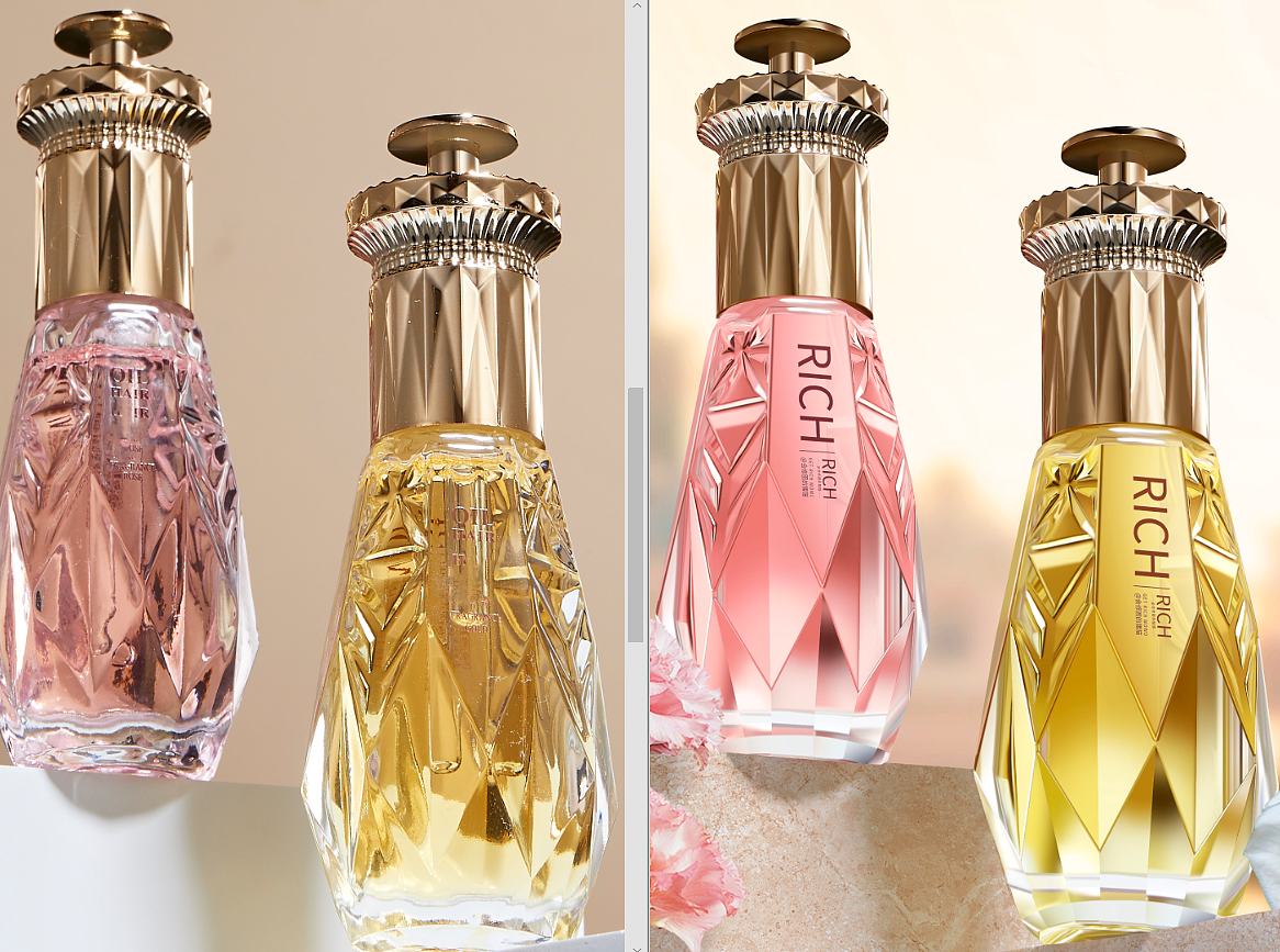 护肤品精修 产品精修 修图对比 | 半透光玻璃瓶