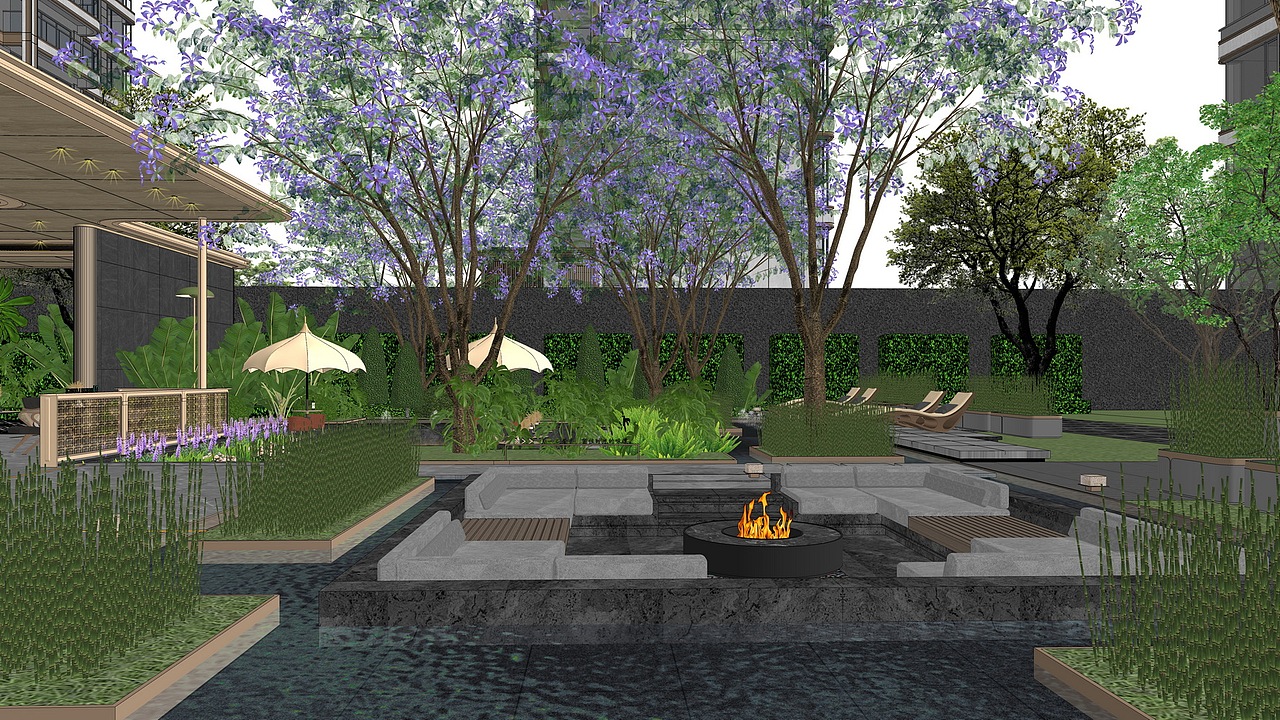 成都中交锦江颂示范区景观SU模型下载