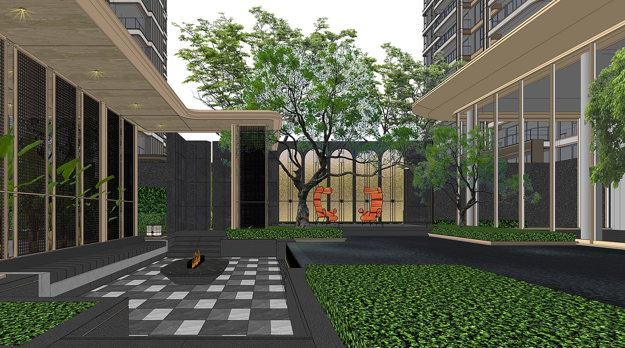 成都中交锦江颂示范区景观SU模型下载