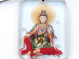 琉璃画珐琅玻璃立体手绘水月观音吊坠