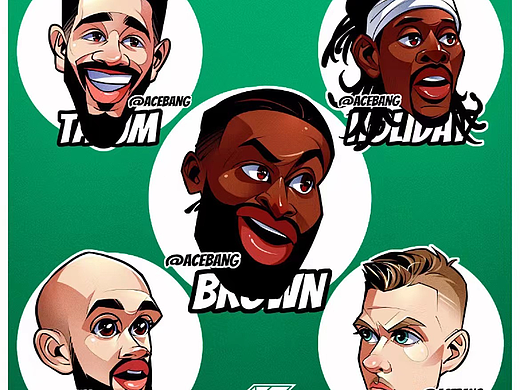 NBA凯尔特人美漫卡通篮球插画Q版头像集